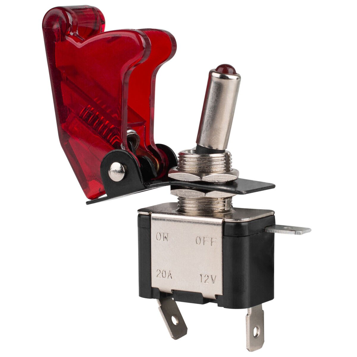 12 VDC 20A Toggle Switch with Red LED and Cover